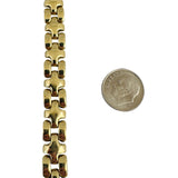 14k Yellow Gold 19.3g Ladies Polished 10mm Fancy Link Bracelet Italy 7.25"
