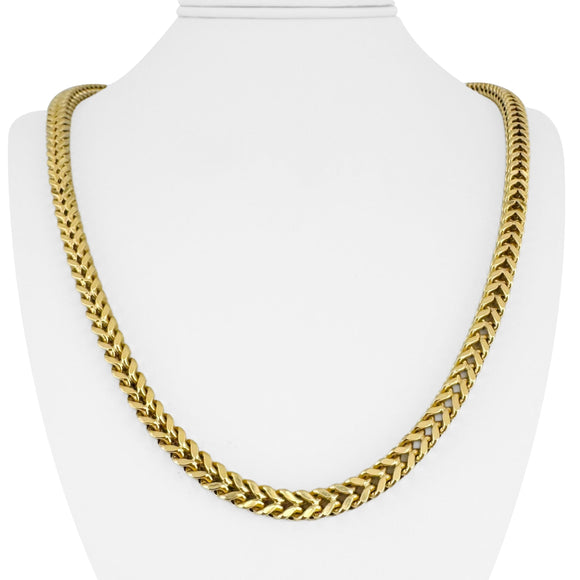 14k Yellow Gold 41g Thick Squared 6.5mm Franco Link Chain Necklace 24