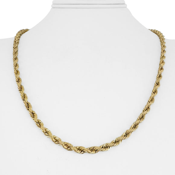 14k Yellow Gold 40g Solid Heavy 4mm Diamond Cut Rope Chain Necklace 22