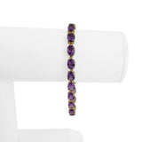 14k Yellow Gold and Amethyst 8g Ladies Link Bracelet 7"
