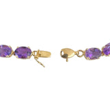 14k Yellow Gold and Amethyst 8g Ladies Link Bracelet 7"