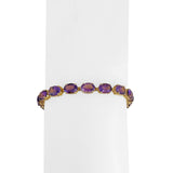 14k Yellow Gold and Amethyst 8g Ladies Link Bracelet 7"