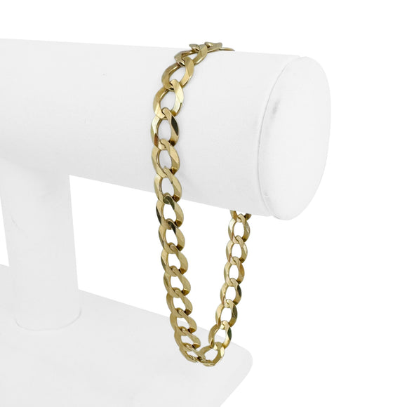 14k Yellow Gold 13.8g Solid Flat 8mm Men's Curb Link Bracelet 9
