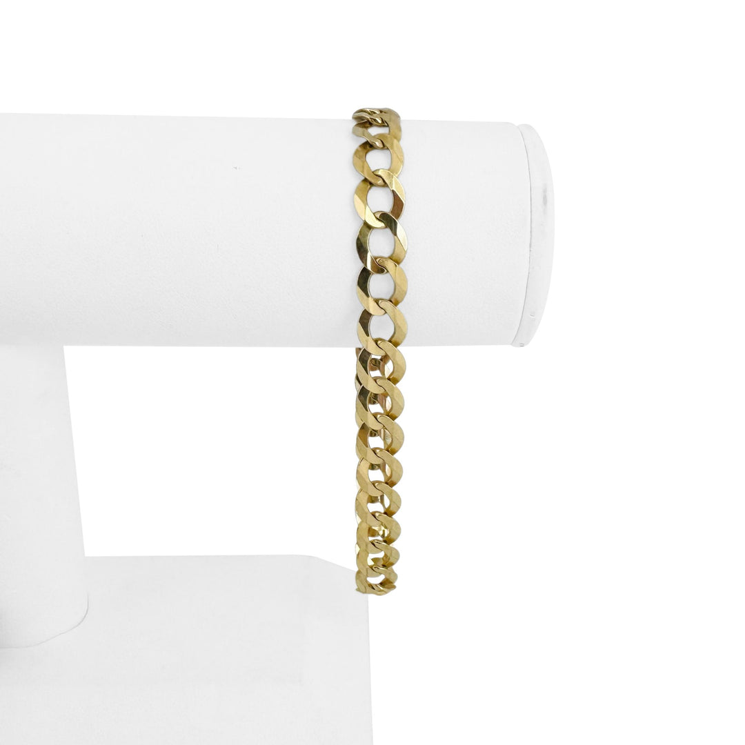 14k Yellow Gold 13.8g Solid Flat 8mm Men's Curb Link Bracelet 9"