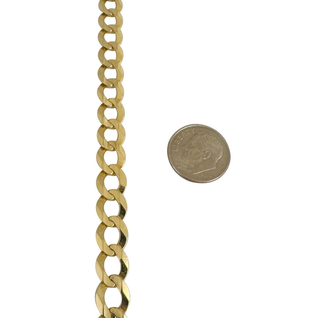 14k Yellow Gold 13.8g Solid Flat 8mm Men's Curb Link Bracelet 9"