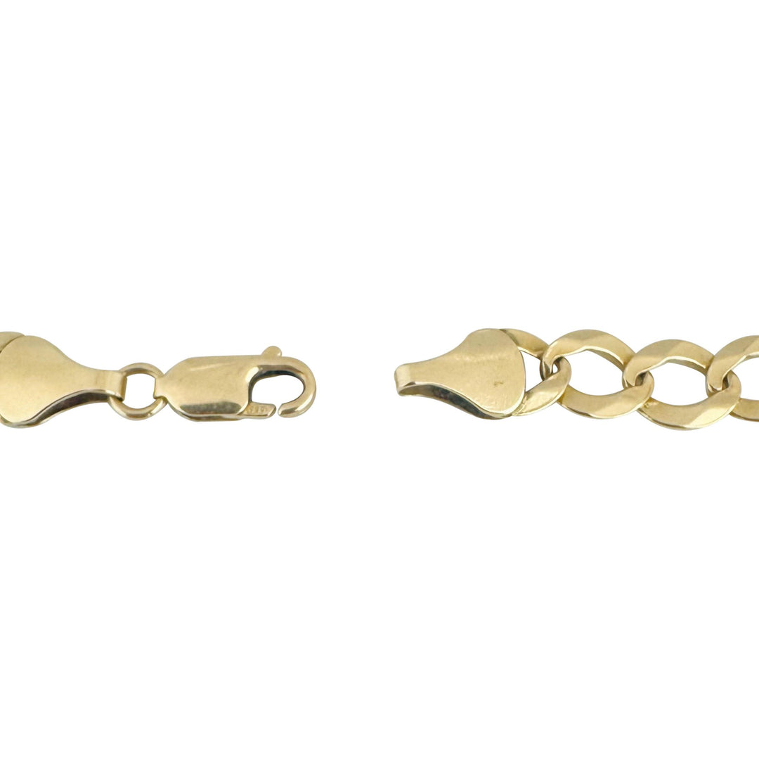 14k Yellow Gold 13.8g Solid Flat 8mm Men's Curb Link Bracelet 9"