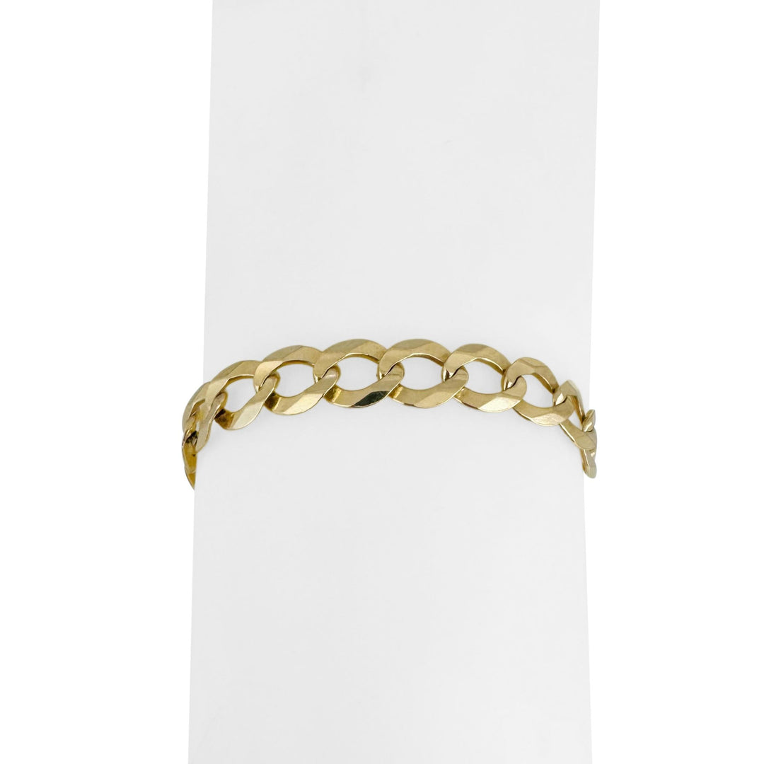 14k Yellow Gold 13.8g Solid Flat 8mm Men's Curb Link Bracelet 9"