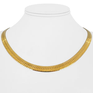 14k Yellow Gold 27.9g Solid Heavy 7mm Herringbone Link Necklace Italy 18"