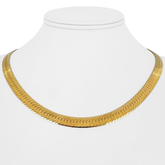 14k Yellow Gold 27.9g Solid Heavy 7mm Herringbone Link Necklace Italy 18