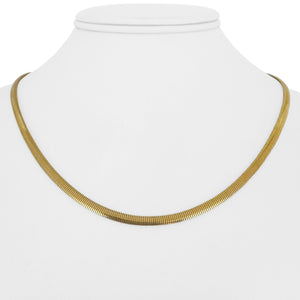 14k Yellow Gold 14g Solid Vintage 3mm Flattened Snake Link Necklace Italy 18"