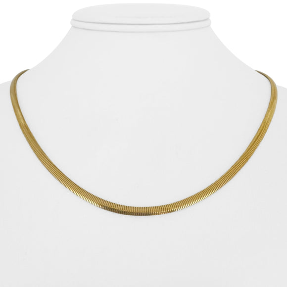 14k Yellow Gold 14g Solid Vintage 3mm Flattened Snake Link Necklace Italy 18
