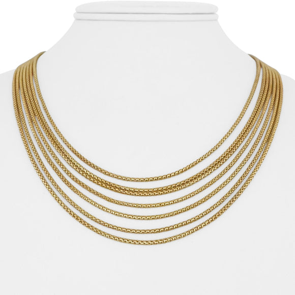 18k Yellow Gold 32.6g UnoAErre Vintage Multi Strand Popcorn Necklace Italy 18