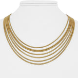 18k Yellow Gold 32.6g UnoAErre Vintage Multi Strand Popcorn Necklace Italy 18"