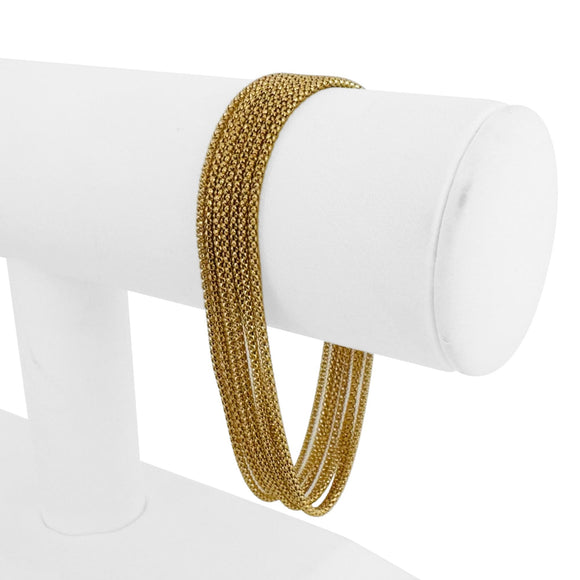 18k Yellow Gold 13.9g Vintage UnoAErre Multi Strand Popcorn Bracelet Italy 7