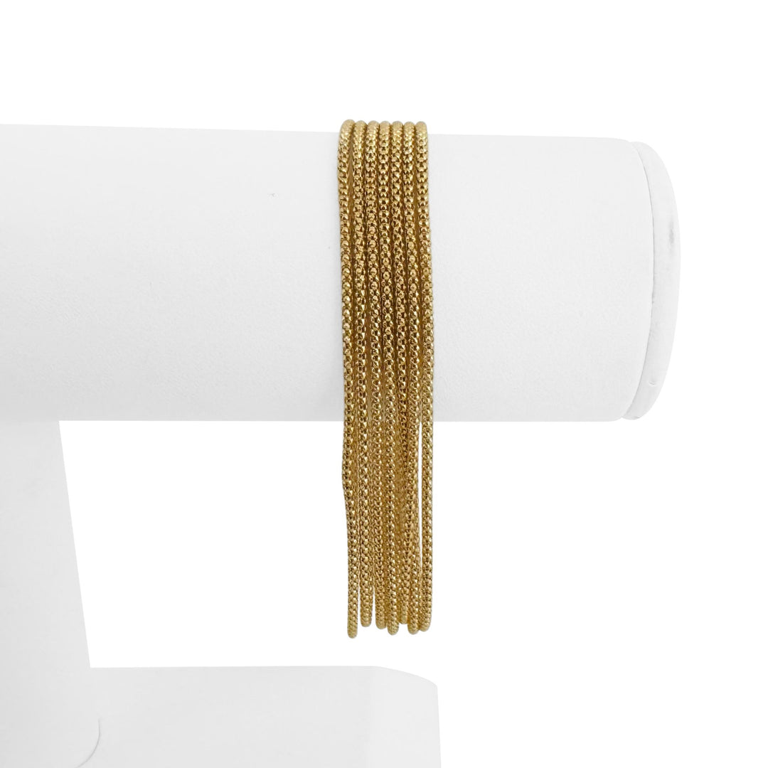 18k Yellow Gold 13.9g Vintage UnoAErre Multi Strand Popcorn Bracelet Italy 7"