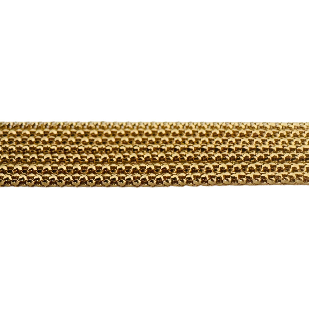 18k Yellow Gold 13.9g Vintage UnoAErre Multi Strand Popcorn Bracelet Italy 7"