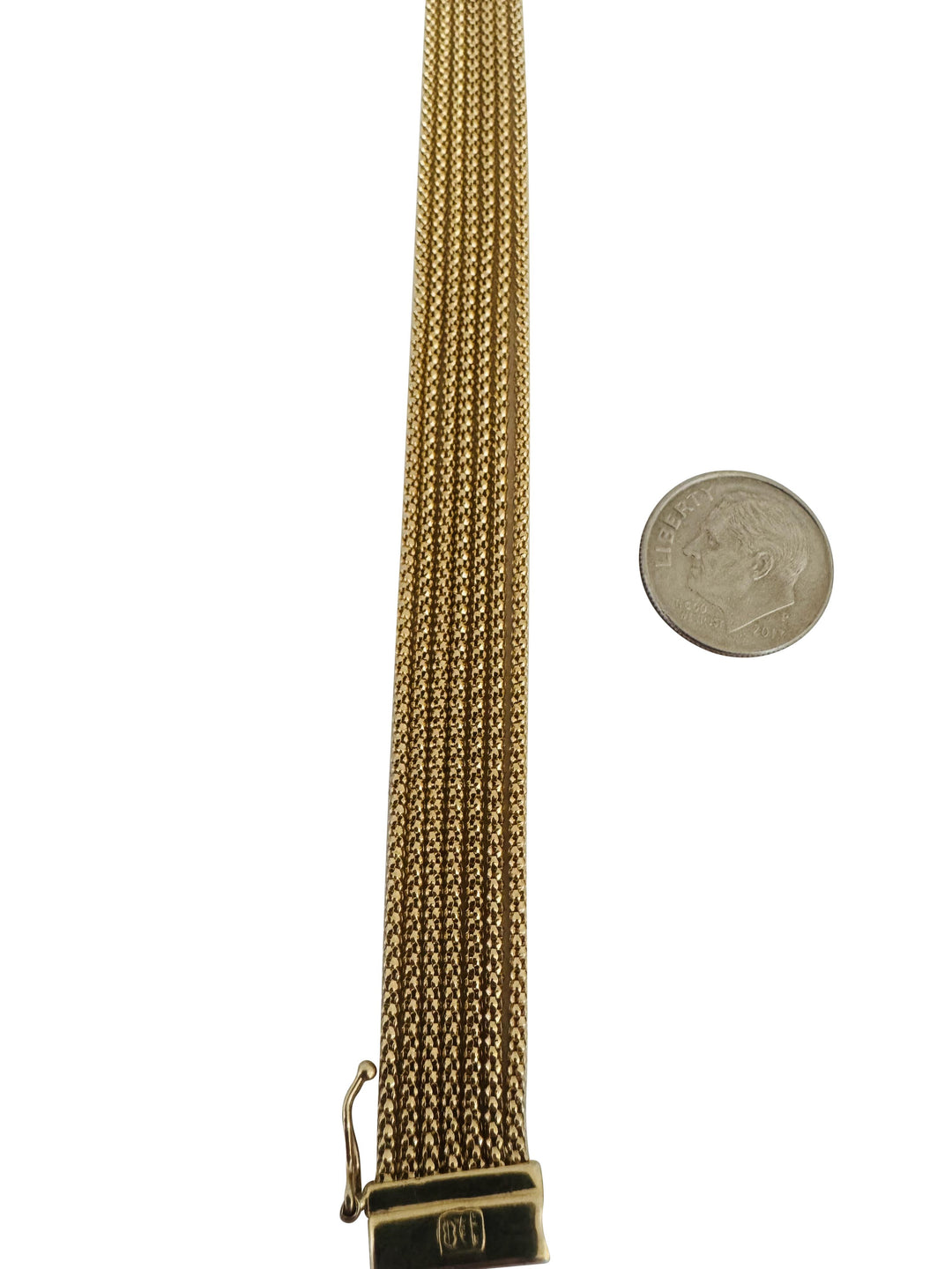 18k Yellow Gold 13.9g Vintage UnoAErre Multi Strand Popcorn Bracelet Italy 7"