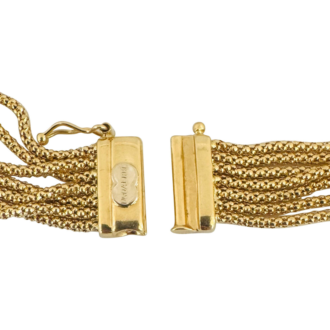 18k Yellow Gold 13.9g Vintage UnoAErre Multi Strand Popcorn Bracelet Italy 7"