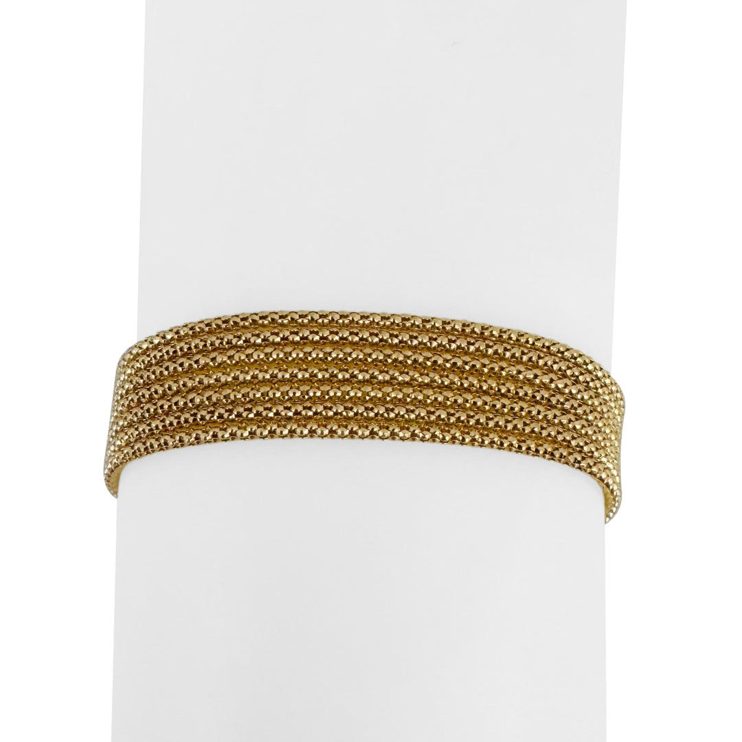 18k Yellow Gold 13.9g Vintage UnoAErre Multi Strand Popcorn Bracelet Italy 7"