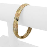14k Yellow White and Rose Gold 23.4g Textured Omega Link Bracelet Italy 8"