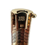 14k Yellow White and Rose Gold 23.4g Textured Omega Link Bracelet Italy 8"