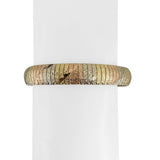 14k Yellow White and Rose Gold 23.4g Textured Omega Link Bracelet Italy 8"