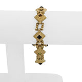 14k Yellow Gold 26.9g Vintage Heavy Multi Gemstone Fancy Link Bracelet 7"