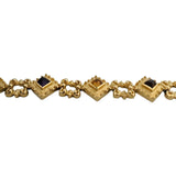 14k Yellow Gold 26.9g Vintage Heavy Multi Gemstone Fancy Link Bracelet 7"