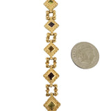 14k Yellow Gold 26.9g Vintage Heavy Multi Gemstone Fancy Link Bracelet 7"