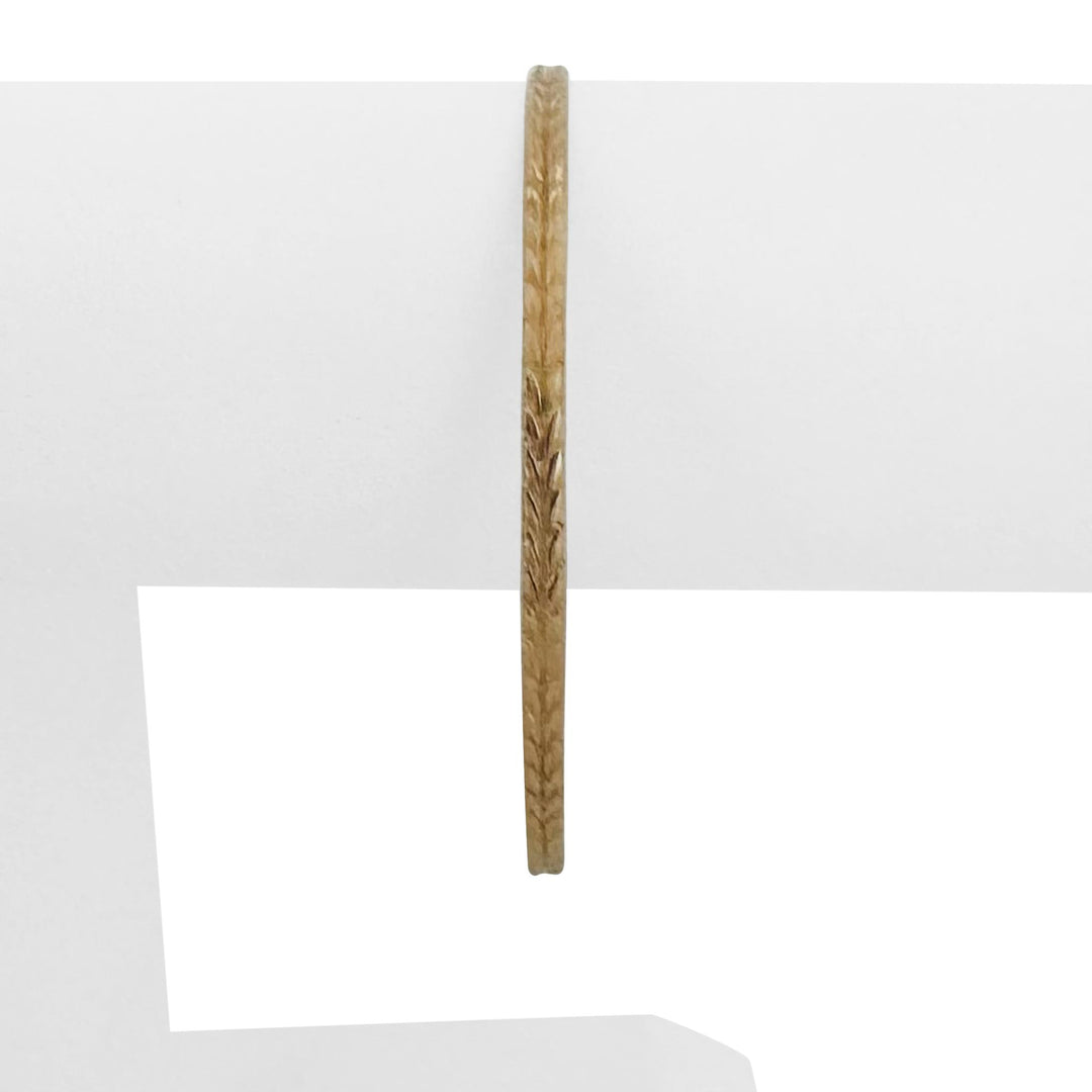 14k Yellow Gold 6.9g Solid Vintage 3mm Fancy Bangle Bracelet 8"