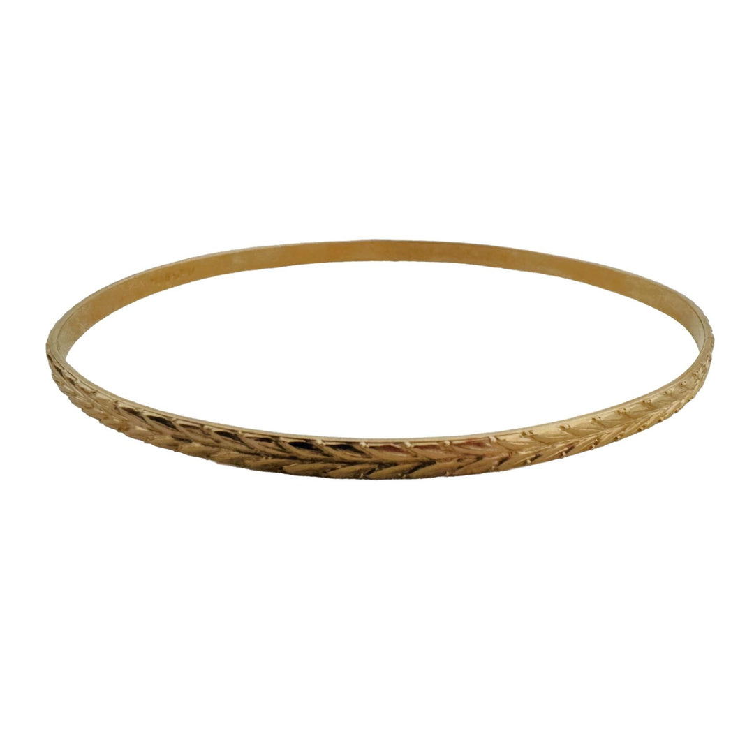 14k Yellow Gold 6.9g Solid Vintage 3mm Fancy Bangle Bracelet 8"