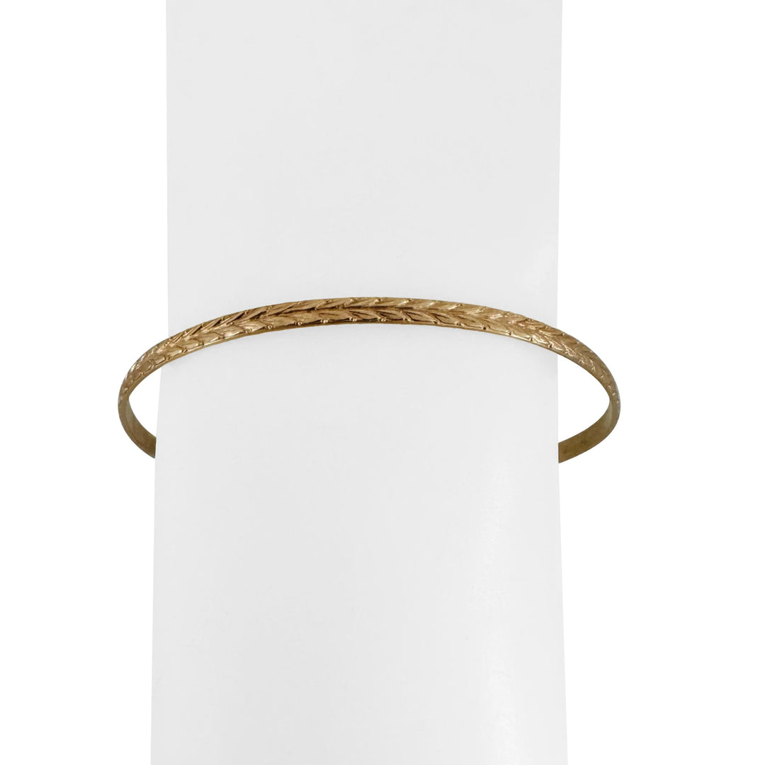 14k Yellow Gold 6.9g Solid Vintage 3mm Fancy Bangle Bracelet 8"