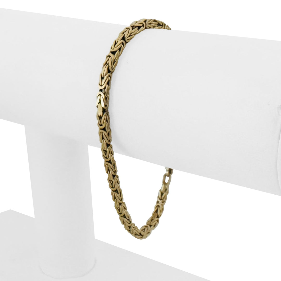 14k Yellow Gold 9.2g Solid Thin 3mm Squared Byzantine Link Bracelet Italy 7"