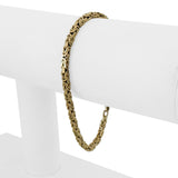 14k Yellow Gold 9.2g Solid Thin 3mm Squared Byzantine Link Bracelet Italy 7"