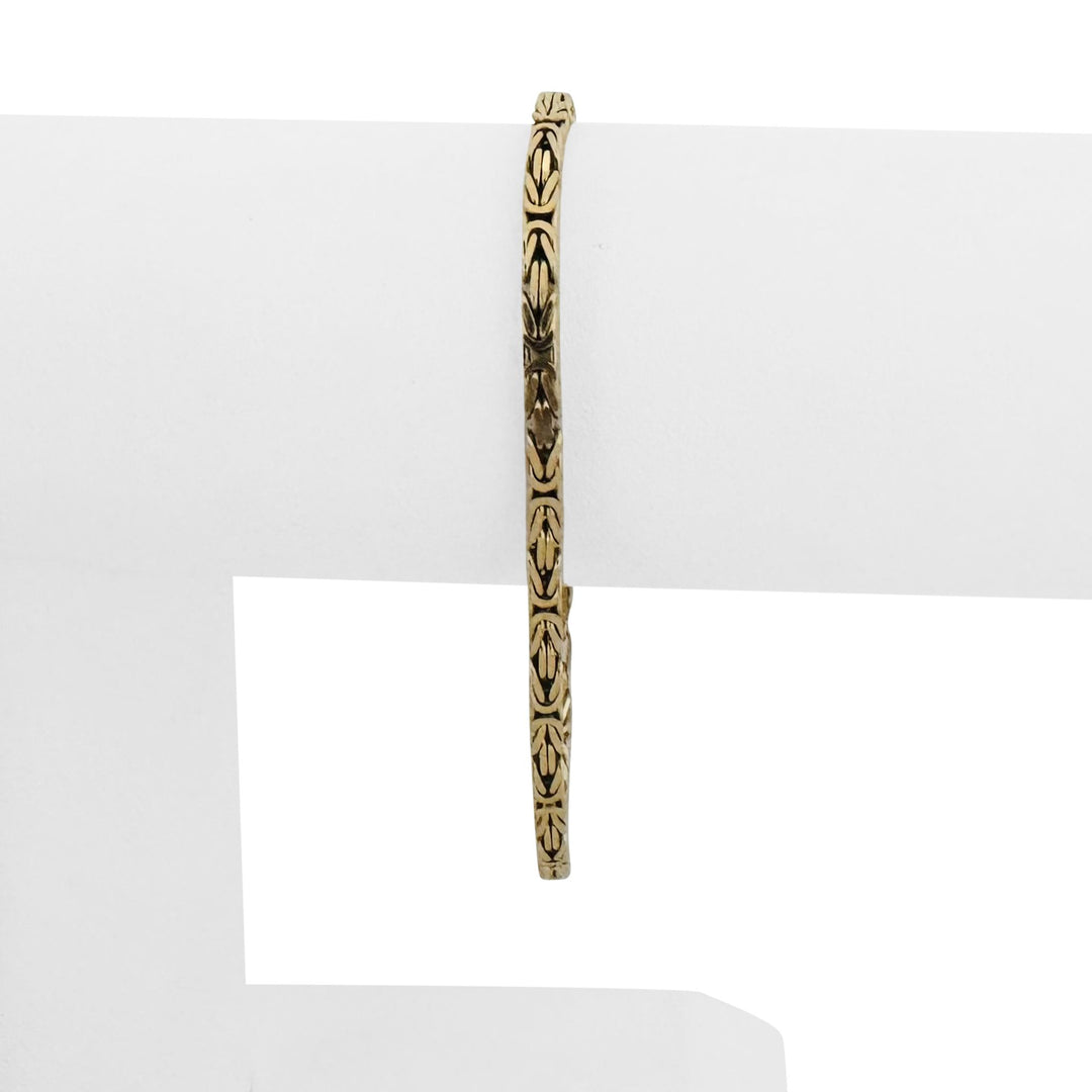 14k Yellow Gold 9.2g Solid Thin 3mm Squared Byzantine Link Bracelet Italy 7"