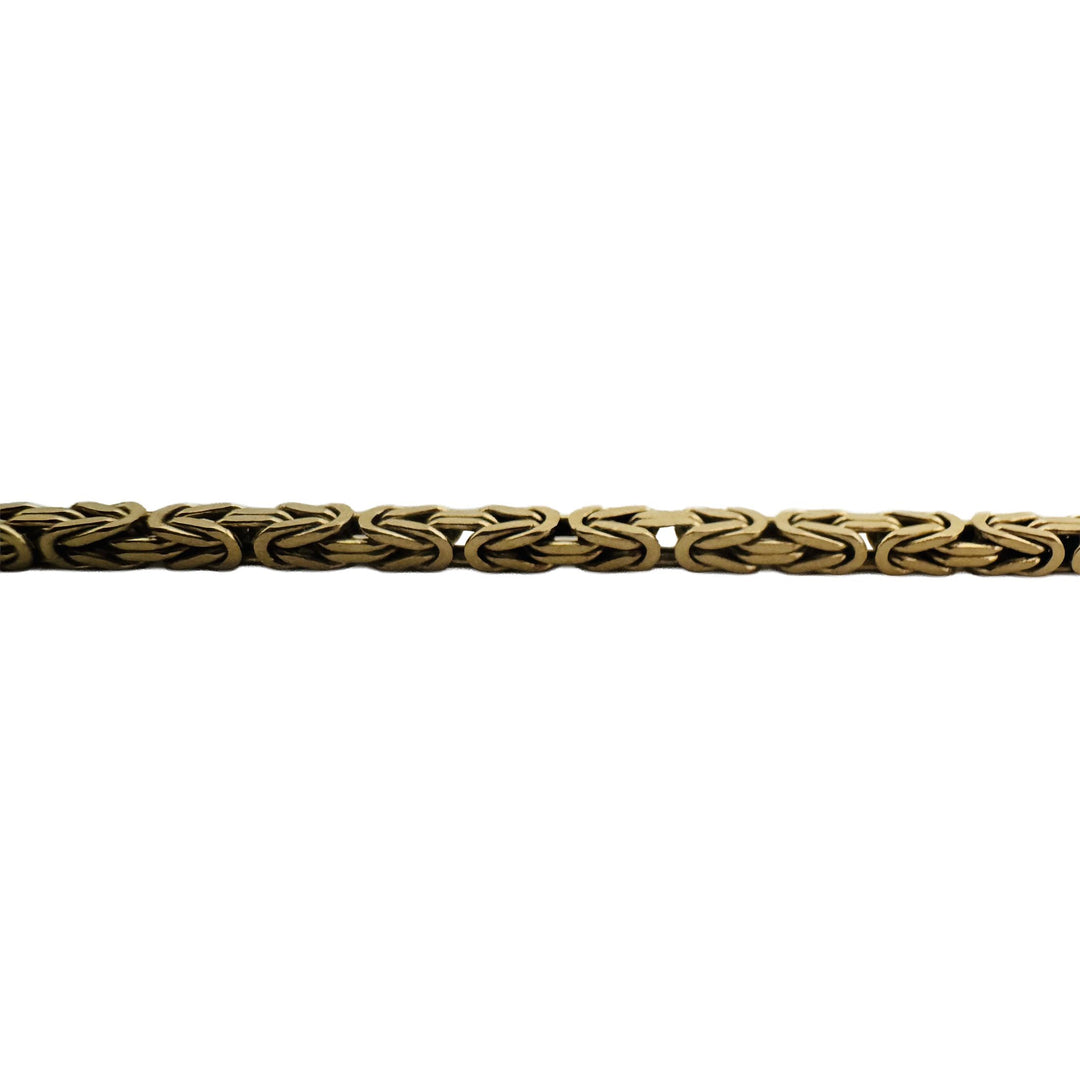 14k Yellow Gold 9.2g Solid Thin 3mm Squared Byzantine Link Bracelet Italy 7"