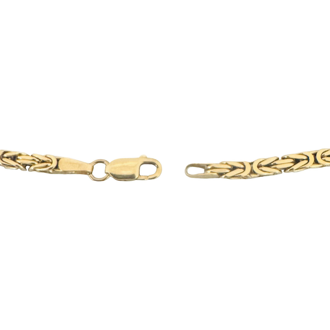 14k Yellow Gold 9.2g Solid Thin 3mm Squared Byzantine Link Bracelet Italy 7"