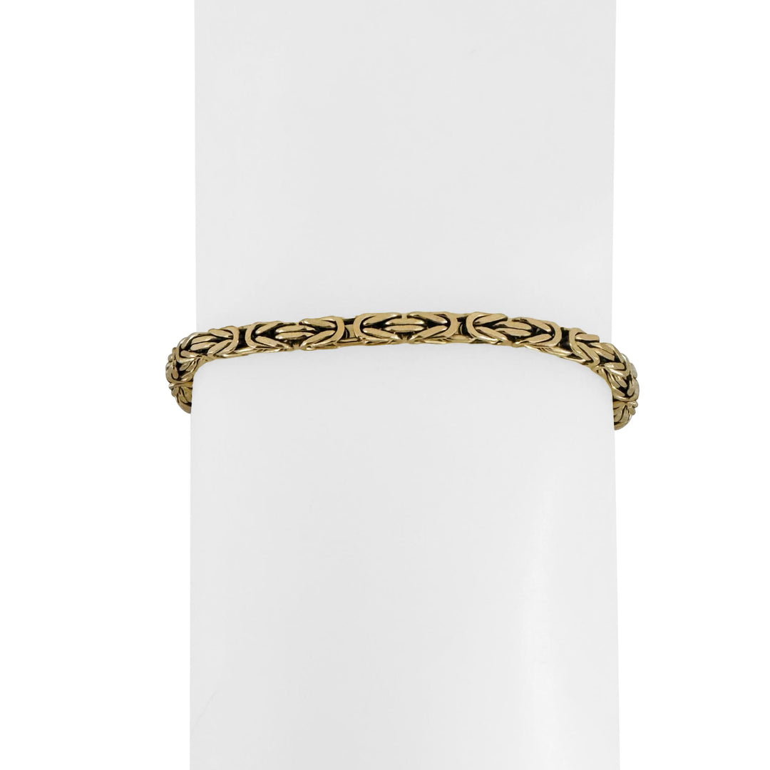 14k Yellow Gold 9.2g Solid Thin 3mm Squared Byzantine Link Bracelet Italy 7"