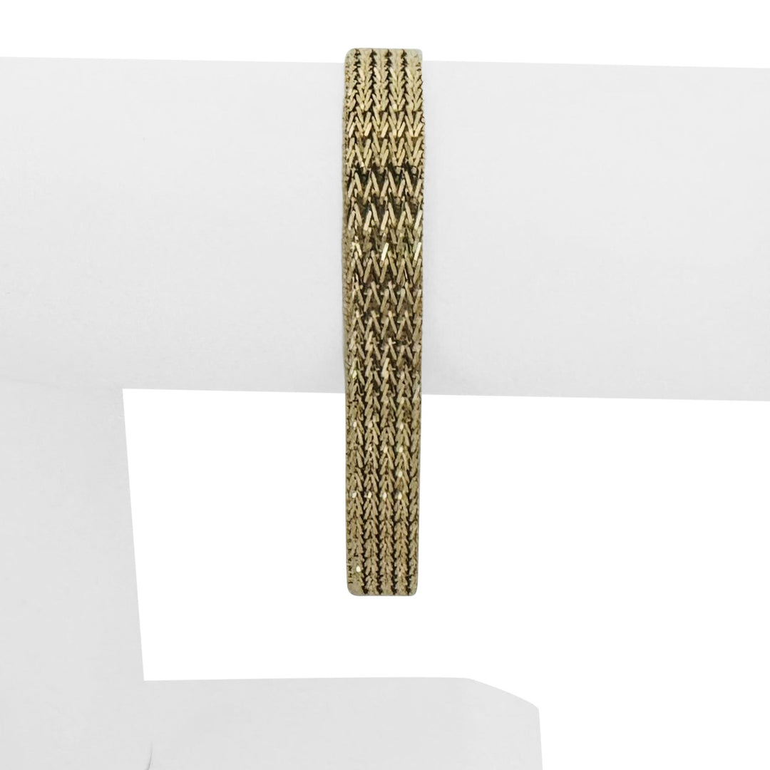 14k Yellow Gold 20g Solid 9mm Beaded Mesh Wheat Link Bracelet Mexico 7"