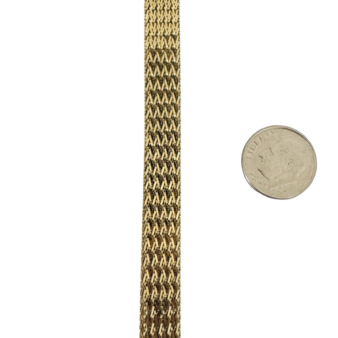14k Yellow Gold 20g Solid 9mm Beaded Mesh Wheat Link Bracelet Mexico 7"