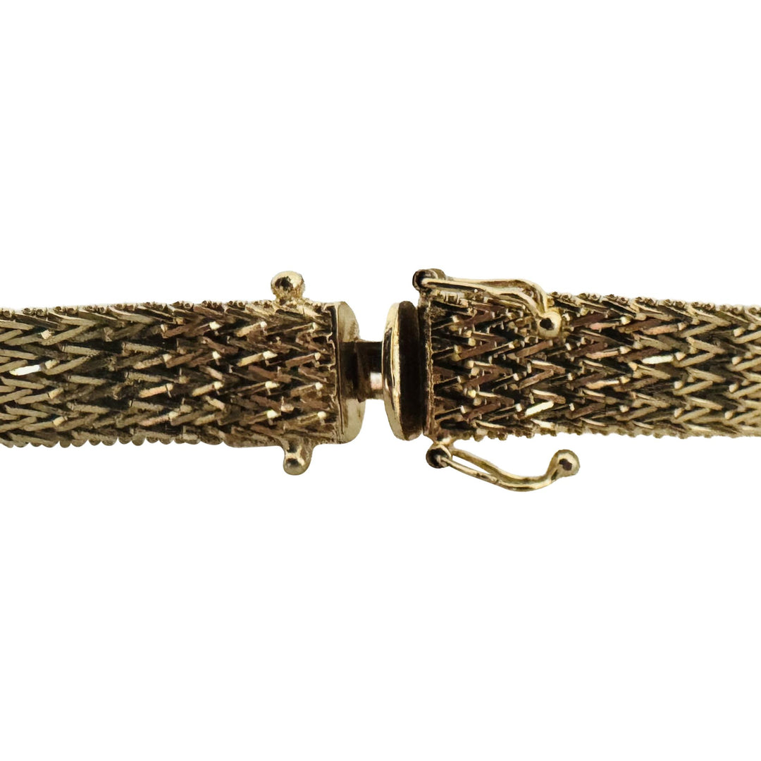 14k Yellow Gold 20g Solid 9mm Beaded Mesh Wheat Link Bracelet Mexico 7"