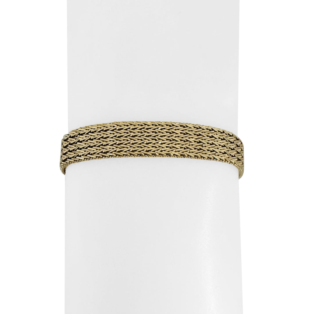 14k Yellow Gold 20g Solid 9mm Beaded Mesh Wheat Link Bracelet Mexico 7"