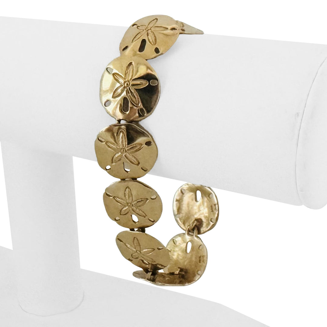 14k Yellow Gold 33.7g Solid Heavy 16.5mm Sand Dollar Link Bracelet 7.5"
