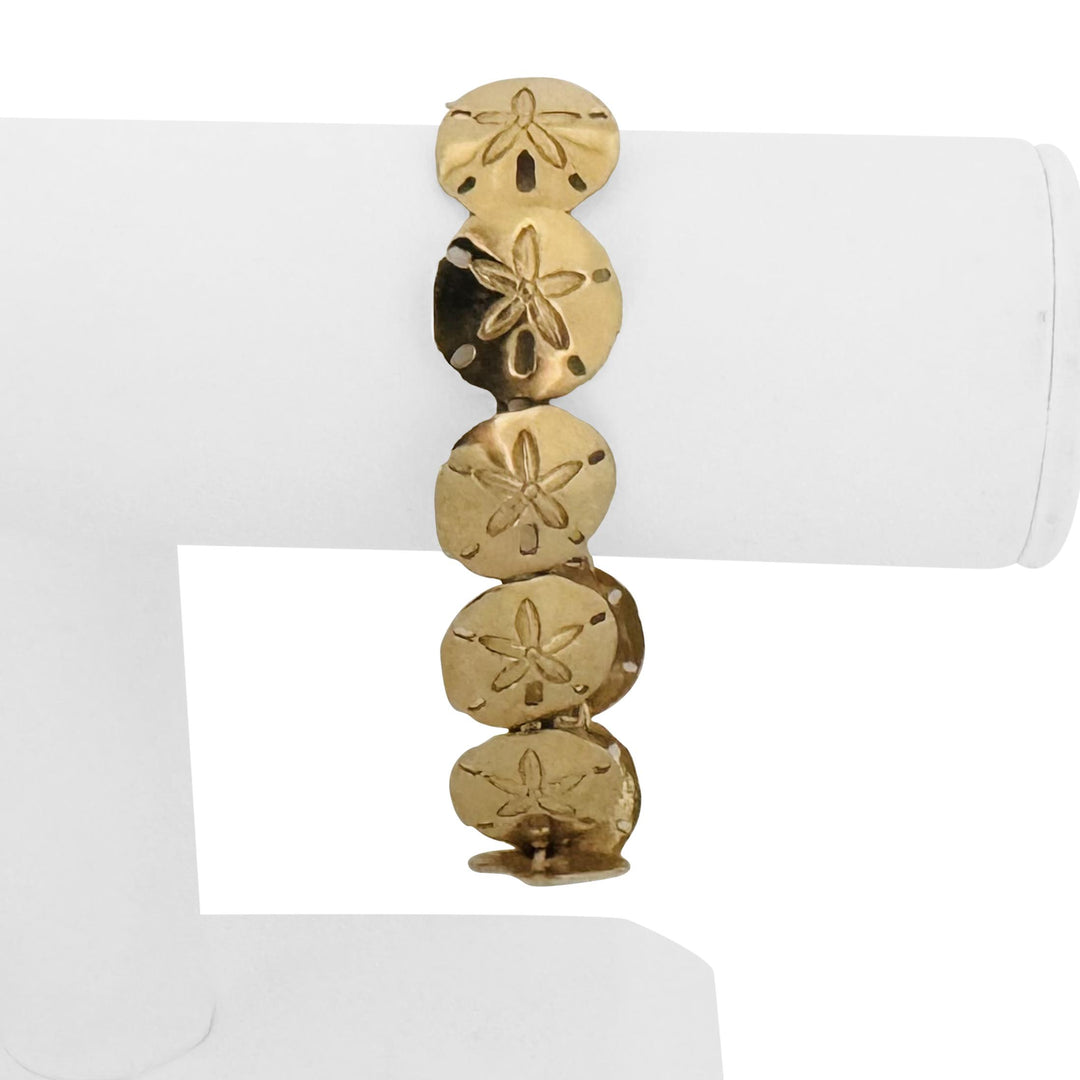 14k Yellow Gold 33.7g Solid Heavy 16.5mm Sand Dollar Link Bracelet 7.5"