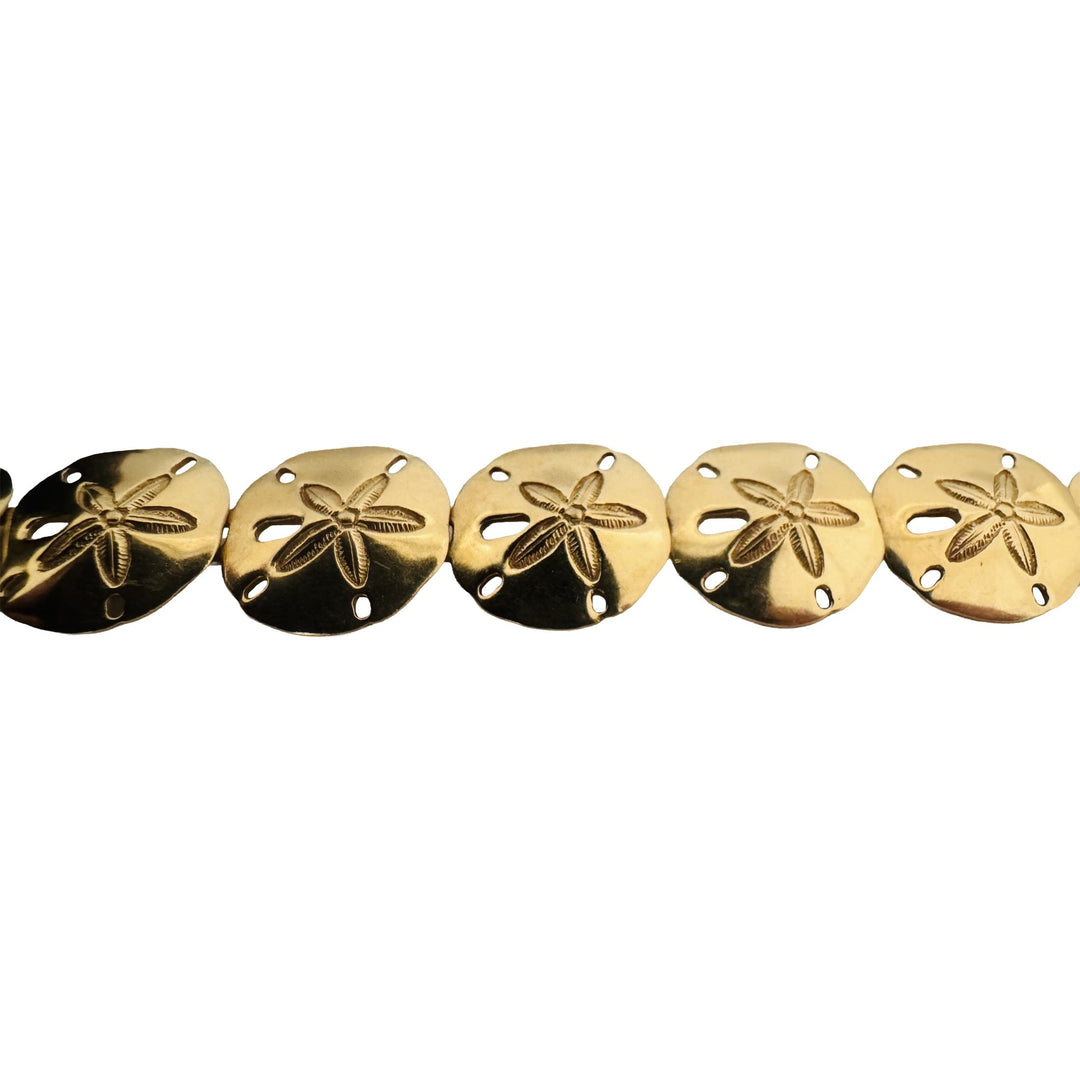 14k Yellow Gold 33.7g Solid Heavy 16.5mm Sand Dollar Link Bracelet 7.5"