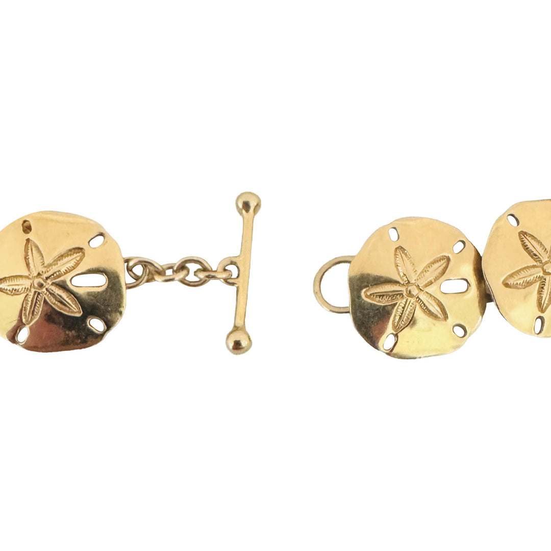 14k Yellow Gold 33.7g Solid Heavy 16.5mm Sand Dollar Link Bracelet 7.5"