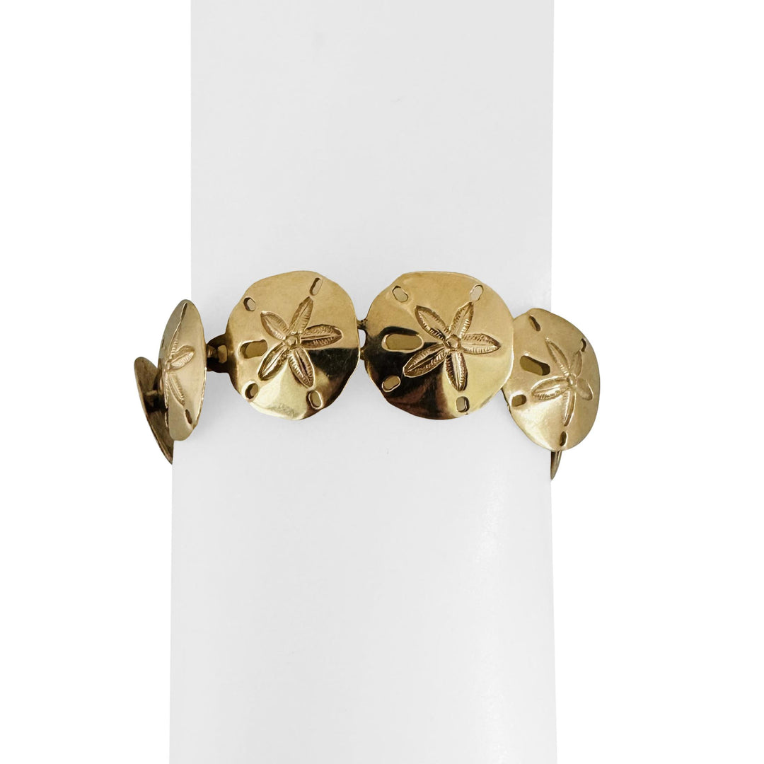 14k Yellow Gold 33.7g Solid Heavy 16.5mm Sand Dollar Link Bracelet 7.5"