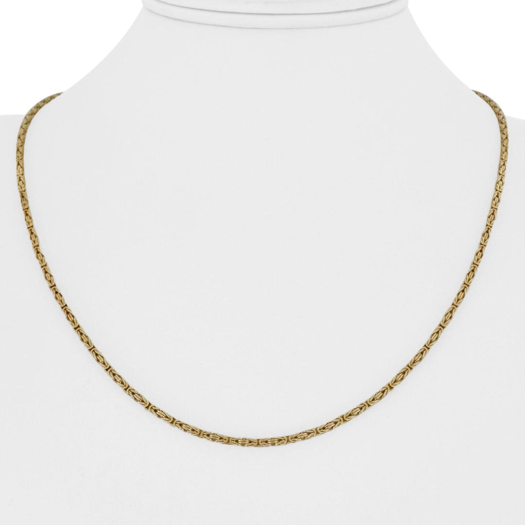 14k Yellow Gold 9.6g Solid Thin 1.5mm Squared Byzantine Link Necklace Italy 20"