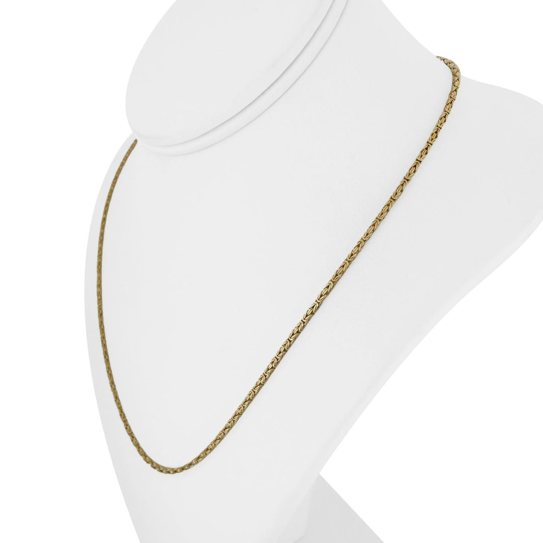 14k Yellow Gold 9.6g Solid Thin 1.5mm Squared Byzantine Link Necklace Italy 20"
