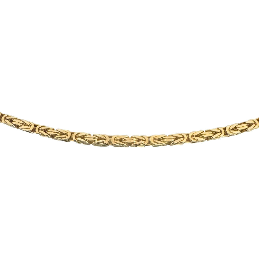 14k Yellow Gold 9.6g Solid Thin 1.5mm Squared Byzantine Link Necklace Italy 20"